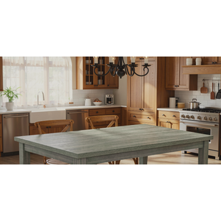 Sunvega Contemporary Gray Finish Rectangular Dining Table Seating Six