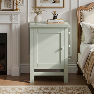 Sunvega Antique White Nightstand with 4 Drawers and Faux Keyhole Accents
