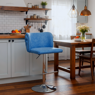 Sunvega Swivel Barstools with Tufted Back, Adjustable Seat Height and Chrome Base for Kitchen Island, Set of 2