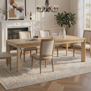 Sunvega Light Brown Contemporary Dining Table with Leaf Easy to Assemble