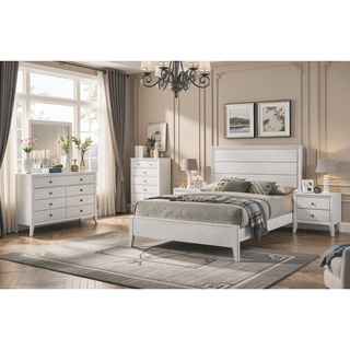Sunvega Contemporary White Wave Texture Chest with Angled Legs and Bronze Knobs