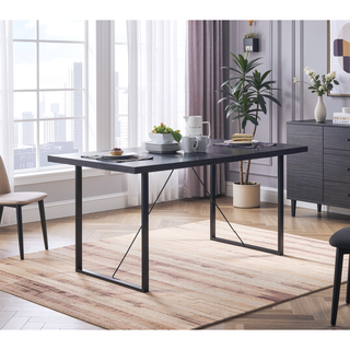 Sunvega Sleek Modern Rectangle Dining Table with Sturdy Sled Base and Wooden Top