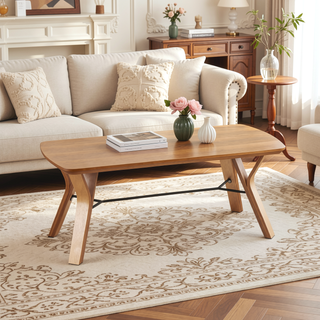 Sunvega Mid-Century Modern Natural Wood Bench with Tapered Legs for Entryway