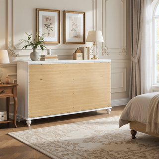 Sunvega Modern 7-Drawer Dresser with Sparkling Acrylic Panels and Crystal Hardware