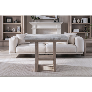 Sunvega Natural Square Transitional Style Marble Finish Bar Table
