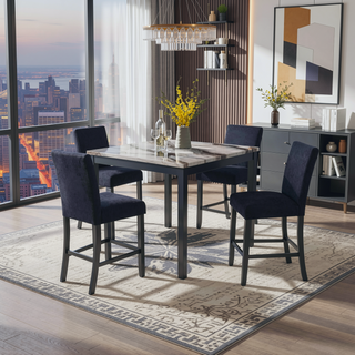 Sunvega Transitional Style Velvet like Fabric Bar Table and 4 Bar Stools