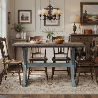 Sunvega Counter Height Casual Dining Table with X Base and Mild Live Edge