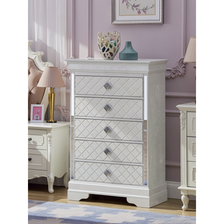Sunvega Sophisticated Silver Champagne Transitional Nightstand with Two Drawers for Storage