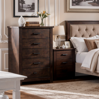 Sunvega Mahogany Finish Chest with Five Spacious Drawers and Safety Lock