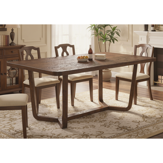 Sunvega Mid-Century Modern Dining Table with Sculptural Base and Warm Wood Finish