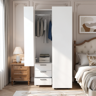 Sunvega Space-Saving Corner Armoire for Bedroom with Multiple Storage Compartments