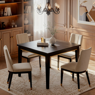 Sunvega Modern Espresso Nightstand with Gold Accent Trim and Felt-lined Drawer