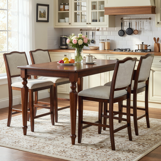 Sunvega Set of 2 Rustic Rubber Wood Bar Stools with Ergonomic Backrest for Kitchen Island