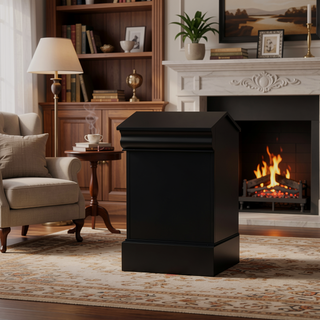 Sunvega Black Nightstand with Two Dovetail Drawers and Metal Handles