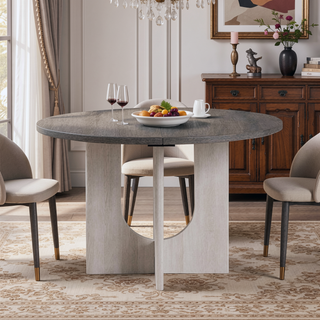 Sunvega Transitional Natural Tone Rubberwood Dining Table with Trestle Base