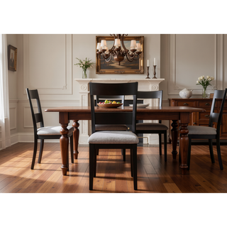Sunvega Farmhouse Style Black Gray Two Tone Finish Square Counter Height Dining Set