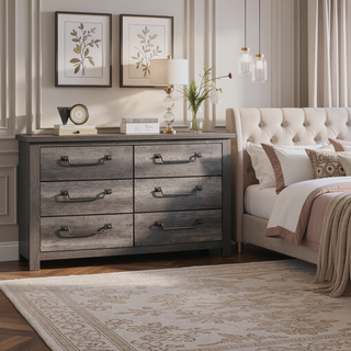 Sunvega Gray Finish 2-Drawers Storage Nightstand with Metal Glides and Drop Handles