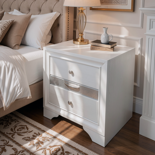 Sunvega Chic Nightstand with Textured Surface and Jewelry Drawer for Bedroom