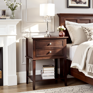 Sunvega Elegant Contemporary Nightstand with Open Shelf for Compact Storage