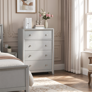 Sunvega Champagne Finish Contemporary Bedroom Chest with 4 Dovetail Drawers