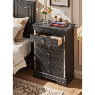 Sunvega Sophisticated Silver Champagne Transitional Nightstand with Two Drawers for Storage
