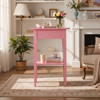 Sunvega Bright Pink Contemporary Nightstand with Durable Construction for Modern Decor