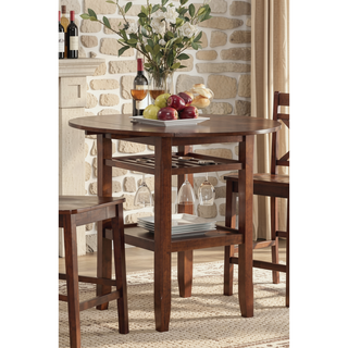 Sunvega Round Counter Height Table with 2 Drop Leaves and Stemware Rack