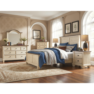 Sunvega Transitional Rustic Nightstand with 2 Dovetail Drawers Flat Knobs