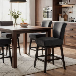 Sunvega Fabric Swivel Counter Stool with Sturdy Birch Legs for Entertaining Areas