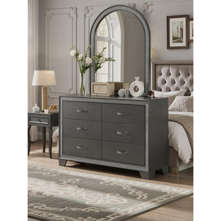 Sunvega Contemporary Nightstand with Sparkling Accent Band and Two Drawers