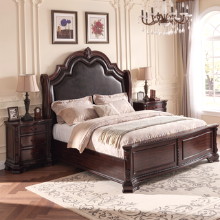 Sunvega Traditional Solid Wood Nightstand with Three Drawers and Dark Cherry Finish