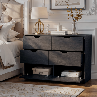 Sunvega Modern 4 Drawers Dresser with 2 Cabinets for Bedroom Storage