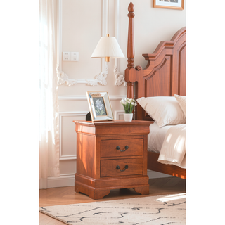 Sunvega Elegant Oak Nightstand With Classic Design and Ample Surface