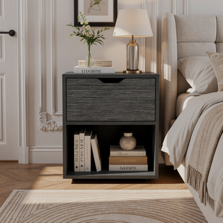 Sunvega Light Gray Altheimer Nightstand with Drawer and Open Shelf for Bedroom