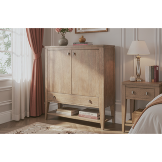 Sunvega Toffee Wood Cabinet with Soft-Close Hinges and Drawers