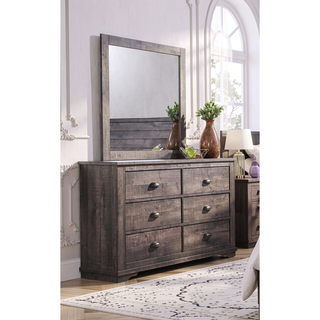 Sunvega Contemporary Gray Wooden Nightstand with Two Drawers and Metal Hardware