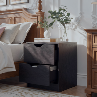 Sunvega White 2-Drawer Nightstand with Large Storage for Bedroom Organization