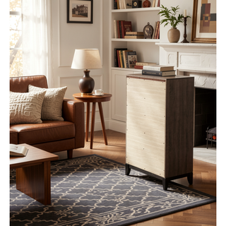 Sunvega Rustic Grey Oak Modern Nightstand with 2 Drawers Bedroom Furniture