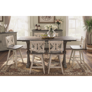 Sunvega Solid Rubberwood Counter Height Dining Table with Distressed Gray Finish