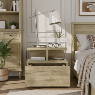 Sunvega Floating Nightstand with Drawer in Black Wengue Finish for Wall Assembly