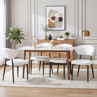 Sunvega Ergonomic Dining Chair with Curved Backrest and Soft PU Cushion for Comfortable Seating