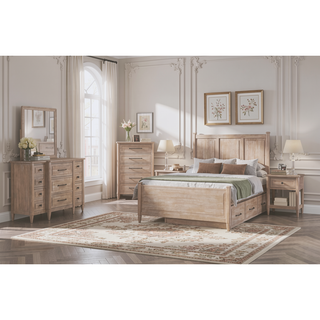 Sunvega Mindi Veneer Nightstand with USB Charging Ports and Drawer Storage