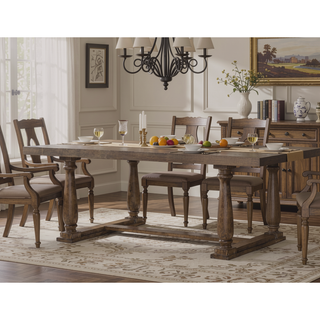 Sunvega Weathered Oak Finish Rectangular Dining Table with Trestle Base