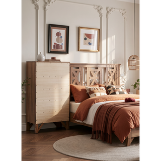 Sunvega Dark Brown Tufted Polyurethane Upholstered King Size Bed Frame