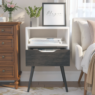 Sunvega Modern Nightstand with Spacious Drawer and Shelf for Bedroom or Living Room