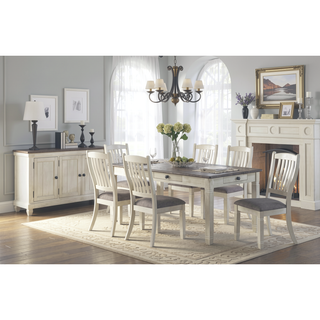 Sunvega Antique White Finish Wooden Bench with Gray Textured Fabric Upholstered Seat