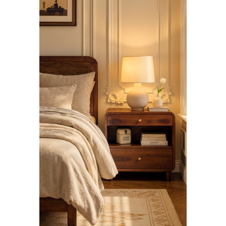 Sunvega Solid Mango Wood Chest with Mid-Century Charm and Winewood Oak Finish