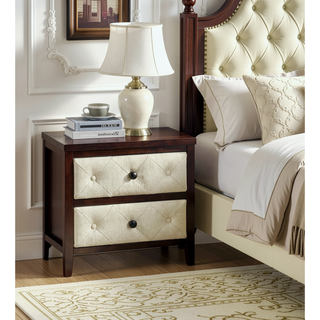 Sunvega Modern Walnut Finish Nightstand with Two Beautiful Storage Drawers