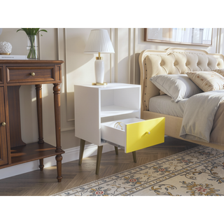 Sunvega Modern Nightstand with Drawer and Cubby for Bedroom or Living Room