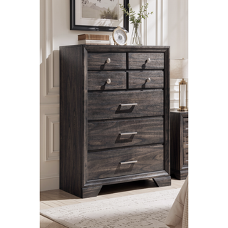 Sunvega Contemporary Dark Wood Finish Nightstand with Two Drawers and Metal Knobs